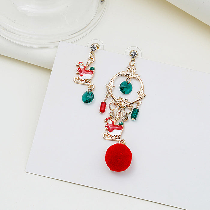 Wholesale Earrings Alloy Hair Ball Christmas Asymmetric Earrings JDC-ES-MDD082