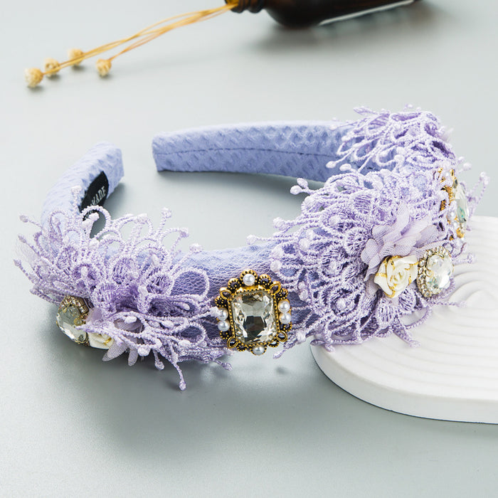 Wholesale headband fabric garland romantic crystal MOQ≥2 JDC-HD-Hemin031