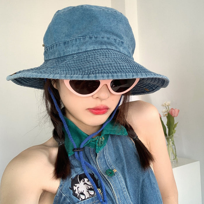 Wholesale hat fabric niche big brim denim fisherman hat summer autumn JDC-FH-JIER007