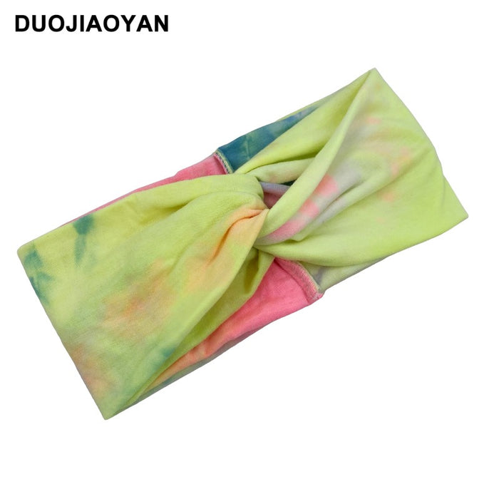 Wholesale Color Tie Dye Cross Wide Brim Fabric Hairband MOQ≥3 JDC-HD-Jiaoy010