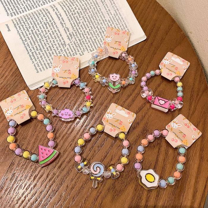 Wholesale Cartoon Kids Bracelet Jelly Color Beaded Cute Girls Baby Bracelet JDC-BT-Duor001