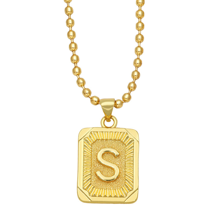 Wholesale Fashion Versatile 26 English Alphabet Necklaces Plated 18K Gold Square Letters JDC-NE-AS586