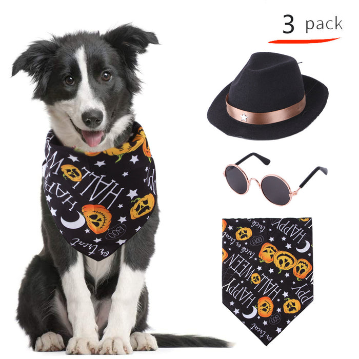 Wholesale Pet Decorations Hat Scarf Pumpkin Funny Headwear Set MOQ≥2 JDC-PD-Miaodi007