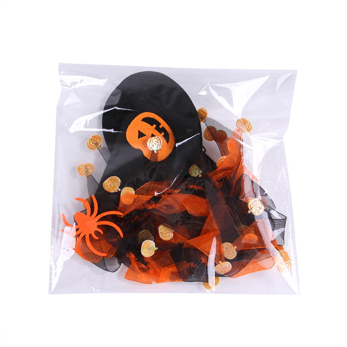 Wholesale Pet Decorations Cloth Felt Gauze Hat Scarf Set Halloween MOQ≥2 JDC-PD-Miaodi009