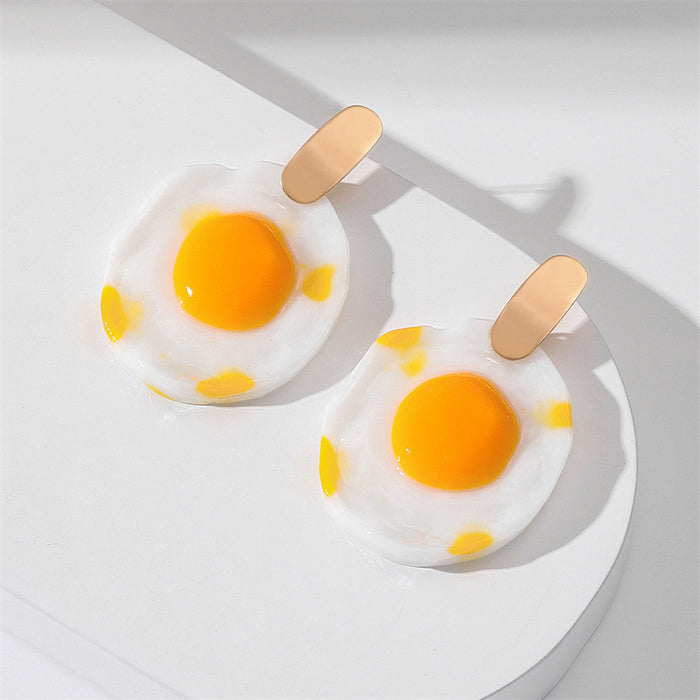 Wholesale Earrings Alloy Acrylic Creative Fried Eggs JDC-ES-GuTe004