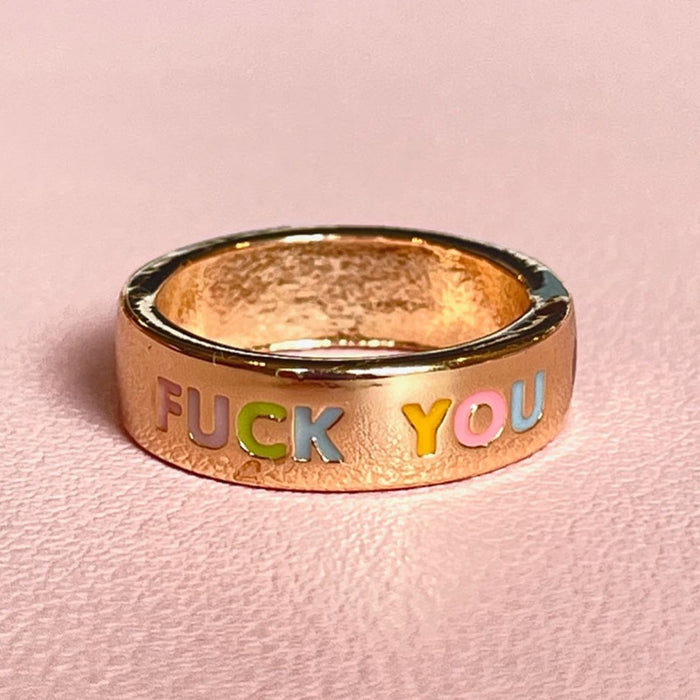 Wholesale Stainless Steel Enamel FUCK YOU Flower Ring JDC-RS-XuanC003