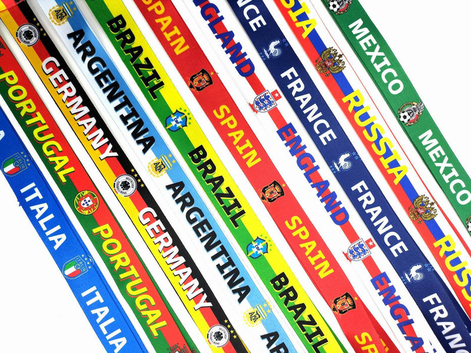 Wholesale Keychains Ribbon Hardware Hook Printing World Cup Football National Team Lanyard Keychain MOQ≥10 JDC-KC-YQuan002