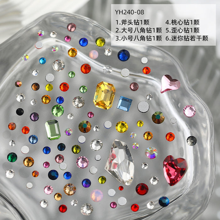 Wholesale Colored Gemstones Shaped Plastic Drill Nail Art Decorations JDC-NS-Wenyu002