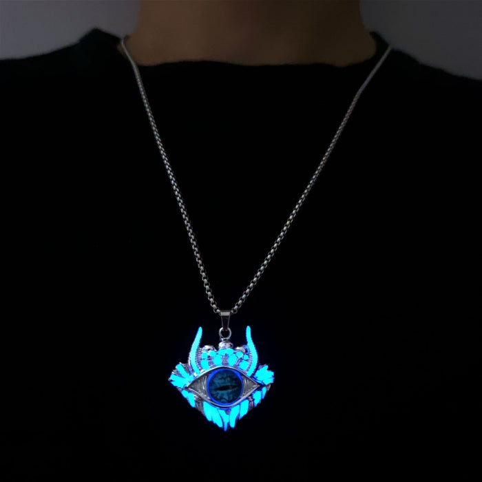 Wholesale Necklace Alloy Devil's Eye Luminous MOQ≥2 JDC-NE-ZiFei006