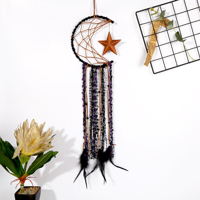 Wholesale Moon Star Woven Feather Dreamcatcher MOQ≥2 JDC-DC-DYue003