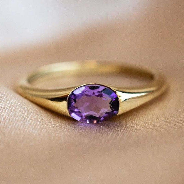 Wholesale Purple Gemstone Alloy Rings JDC-RS-LongR007