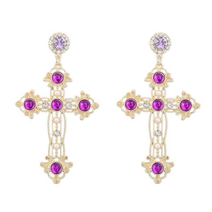 Wholesale Alloy Cross Earrings Bohemian Ethnic Style JDC-ES-jiul005