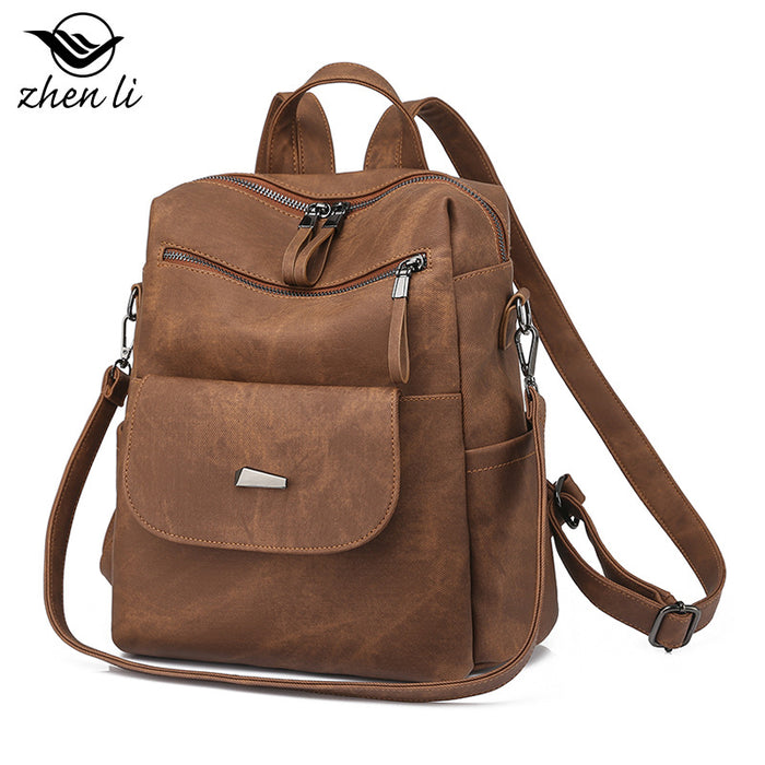 Wholesale Backpacks PU Solid Color Large Capacity JDC-BP-ZLD005