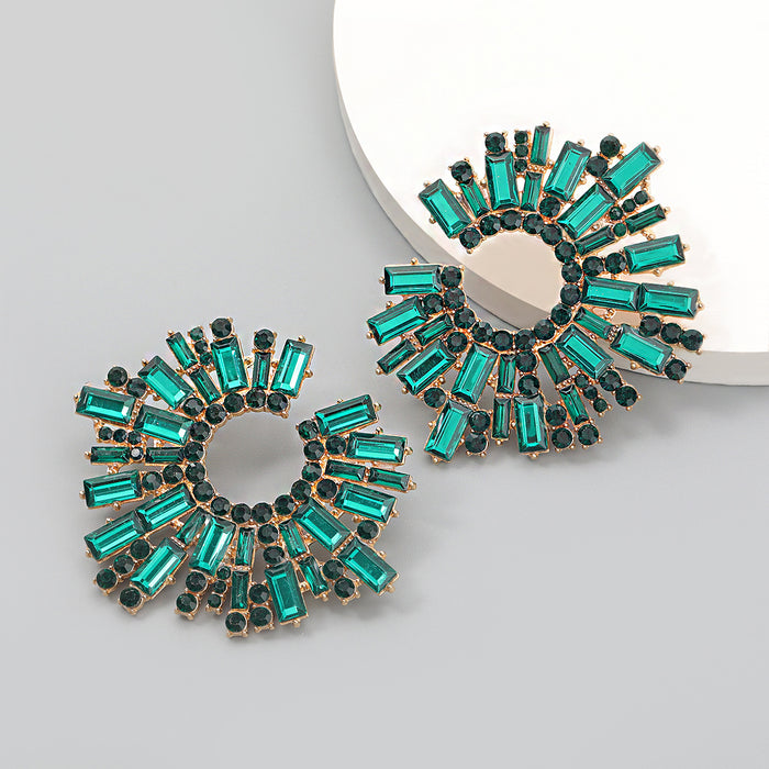 Wholesale Alloy Diamond Sunflower Earrings Alloy and Rhinestone JDC-ES-JL1068