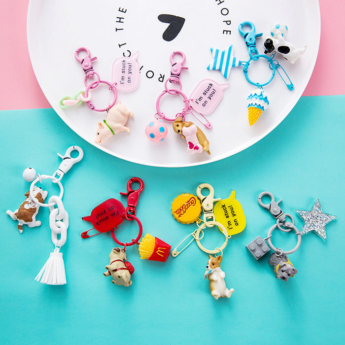 Wholesale Cartoon Resin Dog Cute Keychains MOQ≥2 JDC-KC-QiaM012