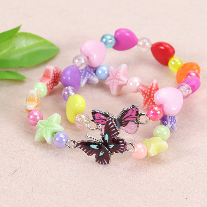 Wholesale Bracelet Acrylic Colorful Beaded Butterfly Kids Bracelet MOQ≥2 JDC-BT-YIYe036