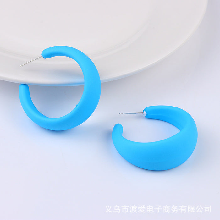 Wholesale Geometric Candy Color Exaggerated Drop Earrings Acrylic Earrings MOQ≥2 JDC-ES-DUAI001