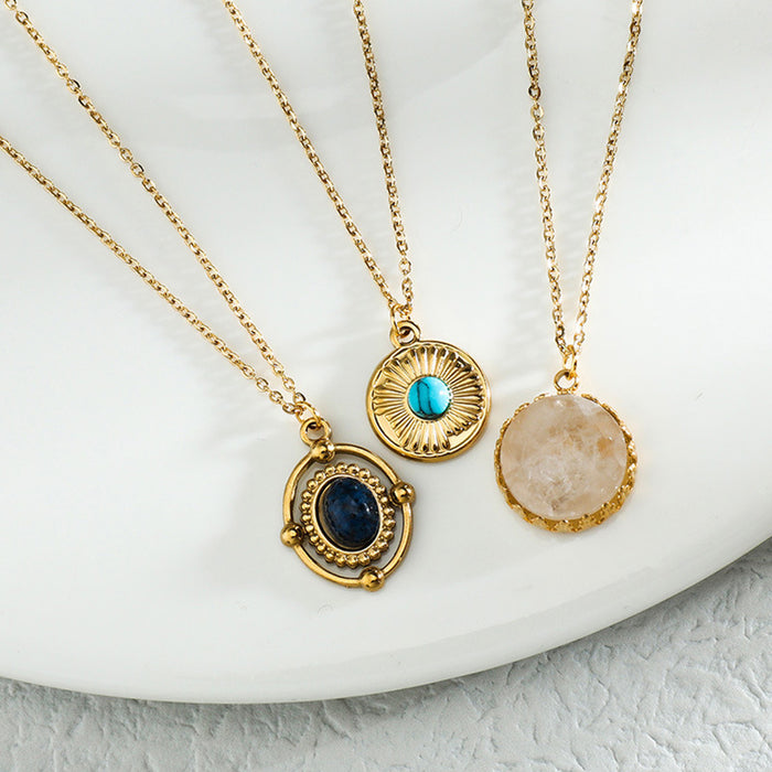 Jewelry WholesaleWholesale vintage round face stainless steel necklace JDC-NE-Oulb002 Necklaces 欧罗巴 %variant_option1% %variant_option2% %variant_option3%  Factory Price JoyasDeChina Joyas De China