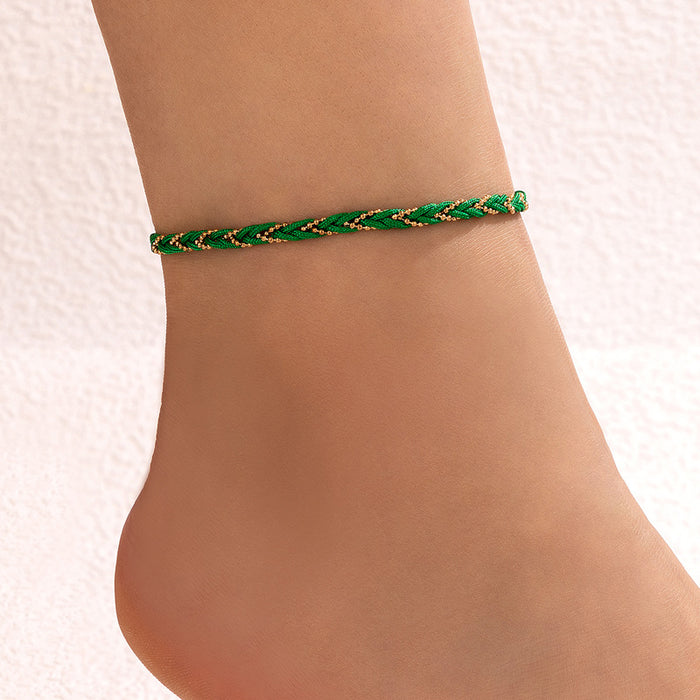 Wholesale Ethnic Wind Braided Twist Color Cord Anklets Single MOQ≥2 JDC-AS-MoM001