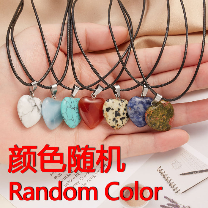 Wholesale Necklace Natural Stone Heart Drop Shape MOQ≥2 JDC-NE-YinH040