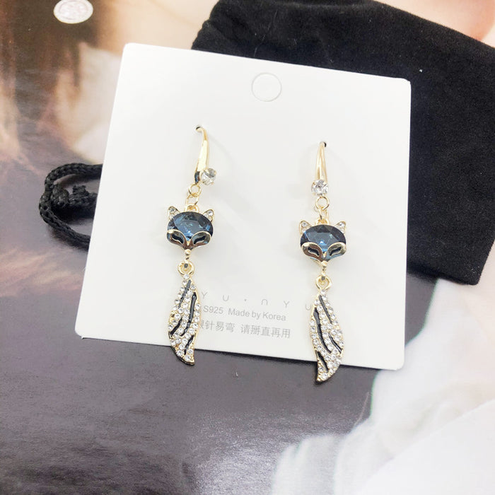 Wholesale Earrings Alloy Micro Inlay Red Fox Blue Smart JDC-ES-LongX005