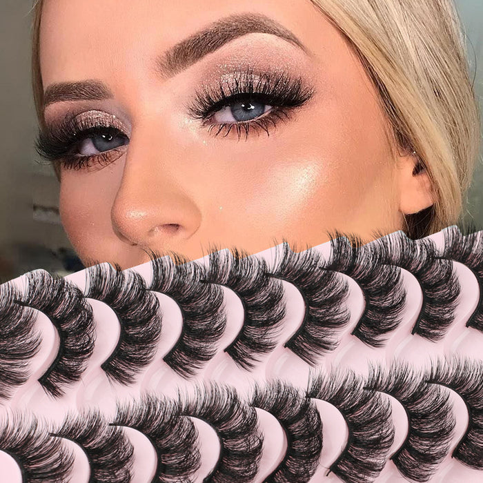 Wholesale volume false eyelashes 7D curling natural thick 10 pairs JDC-EY-LanJL003