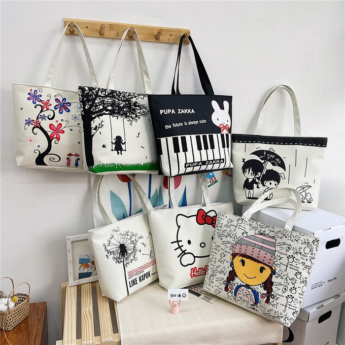 Wholesale Handbag Canvas Cute Printed Shoulder Tote Bag MOQ≥2 JDC-HB-Weis003