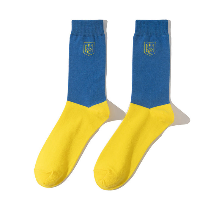 wholesale socks cotton ukrainian flag socks MOQ≥10 JDC-SK-HuiHe028