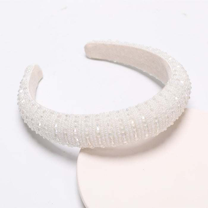 Wholesale pure hand string crystal wide-brimmed headband sponge JDC-HD-AIH002