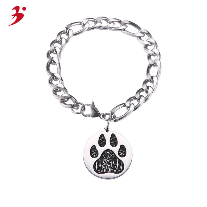 Wholesale Bracelet Stainless Steel Cute Dog Paw Print JDC-BT-QiJu013