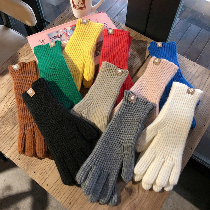 Wholesale Gloves Polyester Warm Solid Color Knit Touch Screen JDC-GS-YanD004