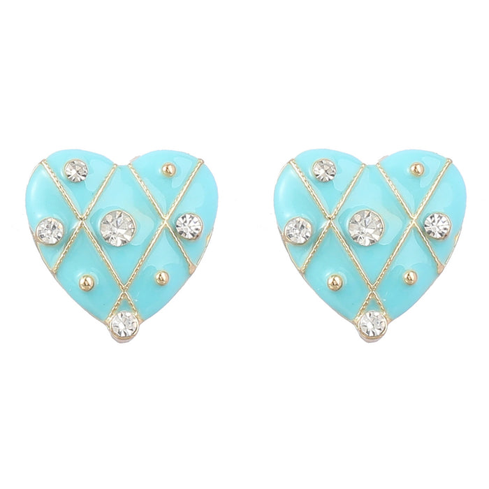 Wholesale alloy love dripping oil diamond earrings girl exquisite MOQ≥2 JDC-ES-jiul009