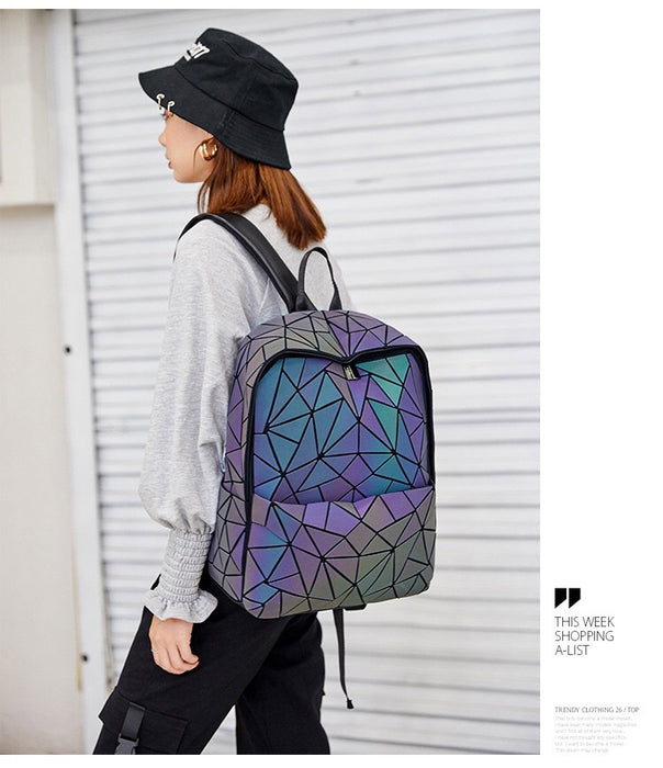 Wholesale Backpack PU Luminous Color Changing Diamond Large Capacity MOQ≥2 JDC-BP-Buluo002