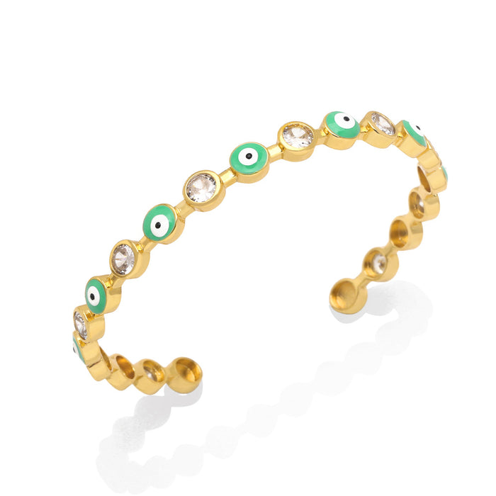 Wholesale Bracelet Copper Plated 18K Gold Zircon Enamel Devil's Eye JDC-PREMAS-BT-013