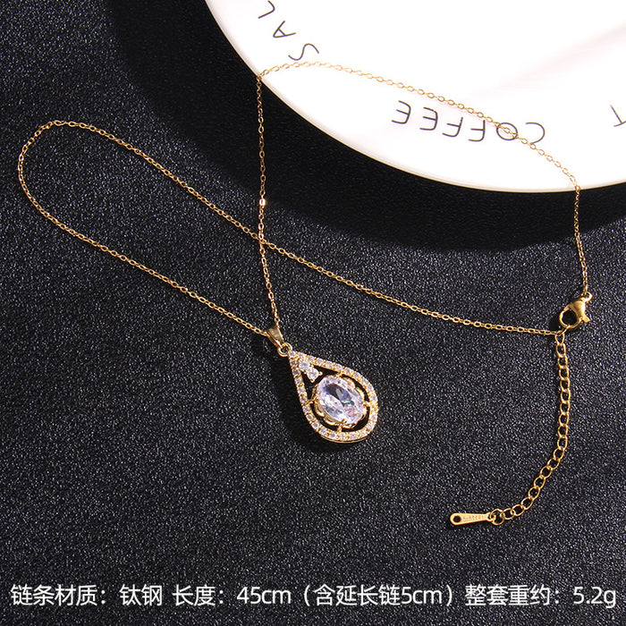 Jewelry WholesaleWholesale Zircon Copper Titanium Steel Gold Plated Gemstone Necklace JDC-NE-RongS002 Necklaces 荣硕 %variant_option1% %variant_option2% %variant_option3%  Factory Price JoyasDeChina Joyas De China