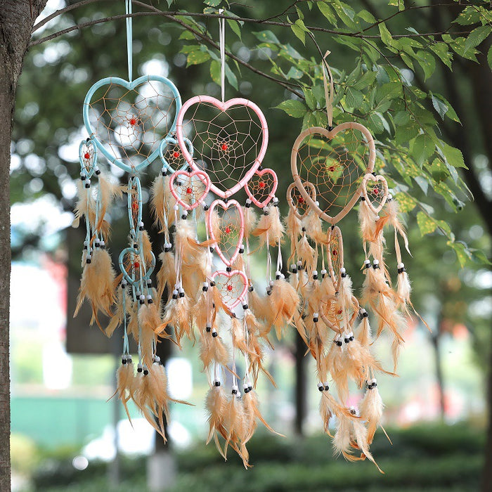 Wholesale Peach Heart Five Rings Dreamcatcher MOQ≥2 JDC-DC-JYun003