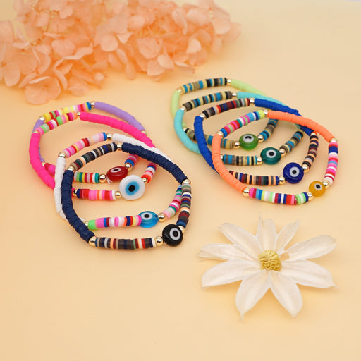 Jewelry WholesaleWholesale Bohemian Beach Style Soft Pottery Multicolor Glass Eye Bead Bracelet JDC-BT-JBH006 Bracelet 怪我咯 %variant_option1% %variant_option2% %variant_option3%  Factory Price JoyasDeChina Joyas De China