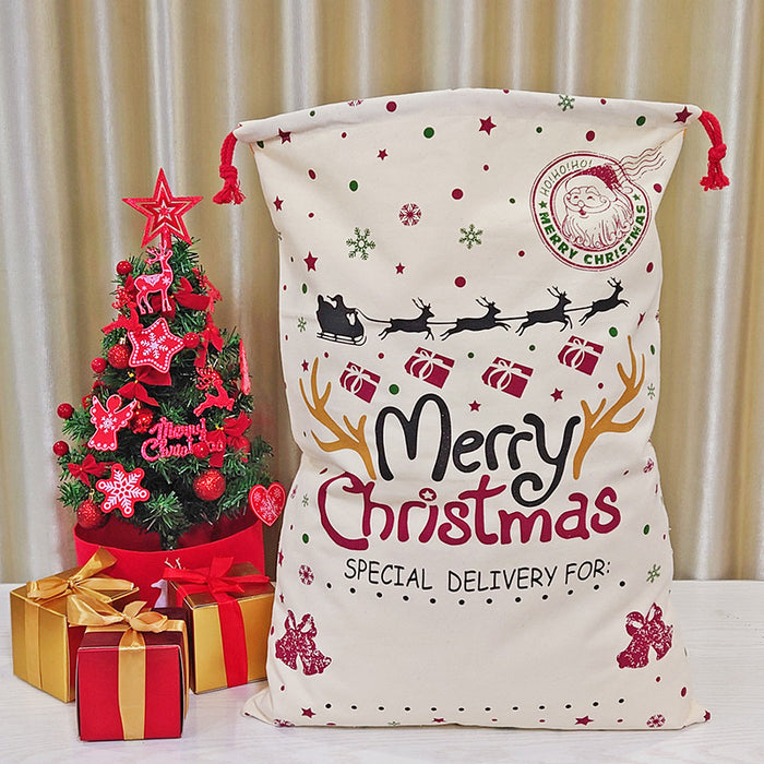 Wholesale Gift Bag Christmas Canvas Gift Bag Double Drawstring Gift Bundle Pocket MOQ≥5 JDC-GB-HaiK001