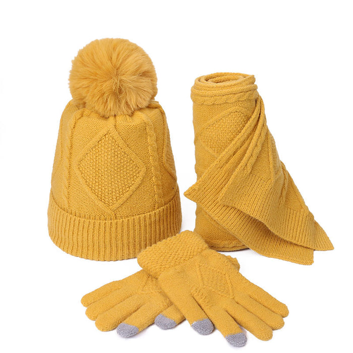 Wholesale Scarf Hat Gloves Three-piece Set Cotton Acrylic Plus Fleece Thickening Keep Warm JDC-SF-Kaip008