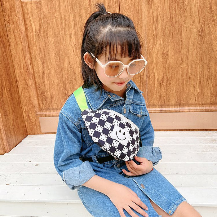 Jewelry WholesaleWholesale Vintage Chest Bag One Shoulder Children Checkerboard Klein Blue JDC-SD-KR061 Shoulder Bags 坤然 %variant_option1% %variant_option2% %variant_option3%  Factory Price JoyasDeChina Joyas De China