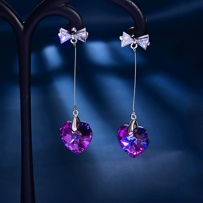 Wholesale Colored Crystal Glass Bow Earrings MOQ≥2 JDC-ES-JYS004