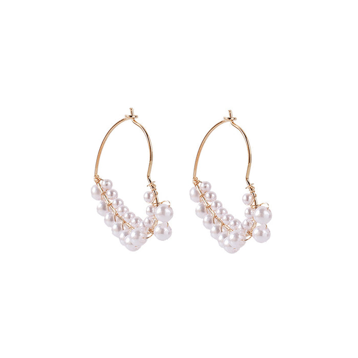 Wholesale geometric love cool wind temperament pearl earrings MOQ≥2 JDC-ES-Yir019