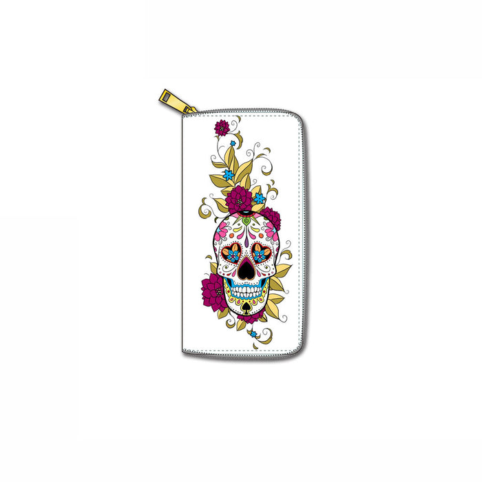 Wholesale Wallets PU Skull Print Zipper MOQ≥3 JDC-WT-Dengxin012