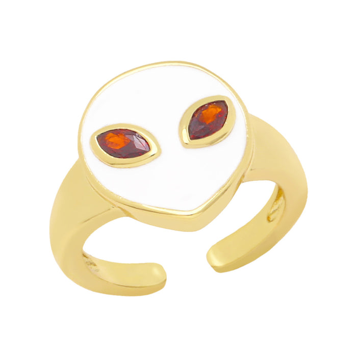 Wholesale Zircon Enamel Alien Copper Ring JDC-RS-AS417