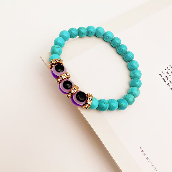 Wholesale Blue Eyes 8mm Bohemian Couple Style Green Bracelet MOQ≥2 JDC-BT- QingH005