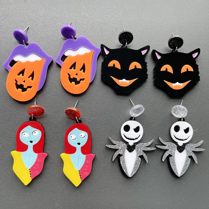 Wholesale Earrings Acrylic Halloween Black Cat MQO≥2 JDC-ES-xuep044