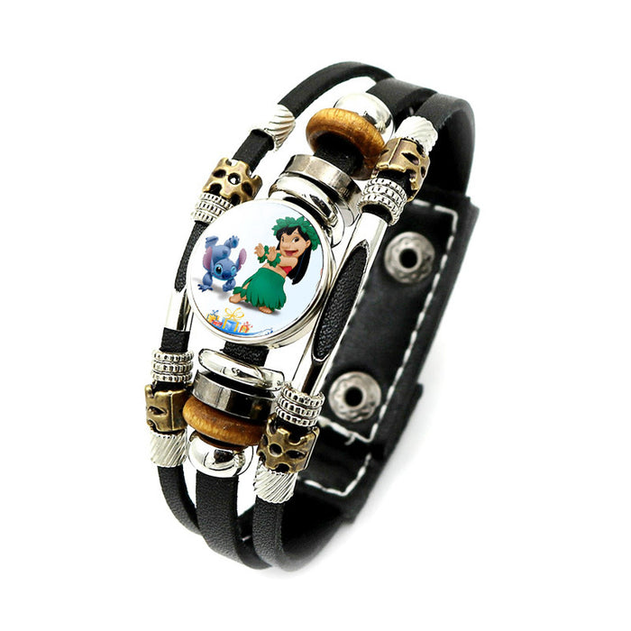 Wholesale Cartoon Alloy Glass Leather Cord Bracelet (M) JDC-BT-XuS005