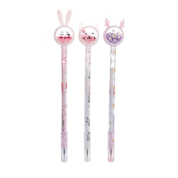 Wholesale Cartoon Antlers Cat Sequin Plastic Ballpoint Pen MOQ≥2 JDC-BP-XHZ005