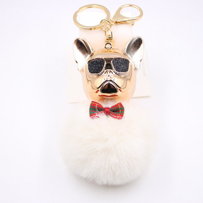 Jewelry WholesaleWholesale French Bulldog Alloy Faux Hair PVC Hairball Pom Pom  Keychain JDC-KC-Zuge017 Keychains 祖格 %variant_option1% %variant_option2% %variant_option3%  Factory Price JoyasDeChina Joyas De China