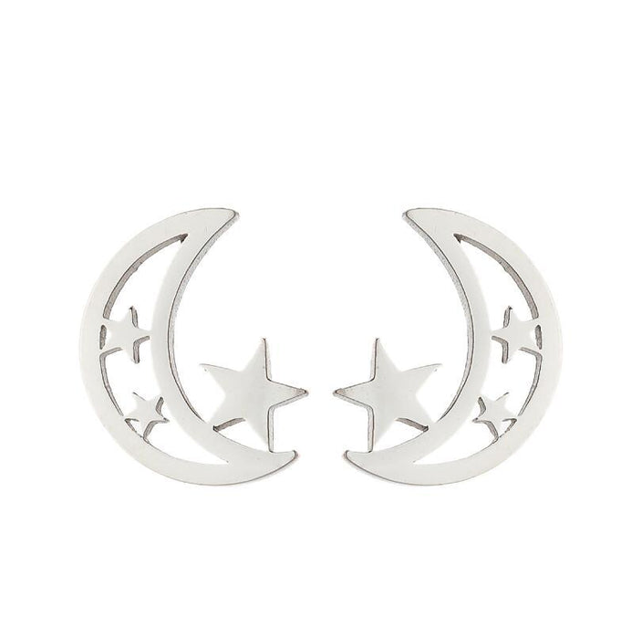 Wholesale Stainless Steel Pentagram Moon Earrings JDC-ES-SS029